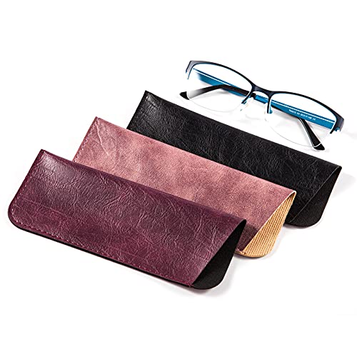 Image of TRIUMPH VISION Reading Glasses Pouch Eyeglass Sleeve Soft Case Slim 3 Pack | Alternative to Bulky Case Lightweight,Neoprene Lined Padded Protect Optical lens Slip in, Cute Pattern Portable for Daily Use