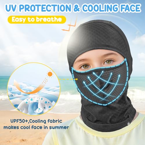 Sukeen Kids Summer Balaclava for Boys Girls UV Sun Protection Face Cover Cooling Face Mask Breathable Neck Gaiter for Outdoor2