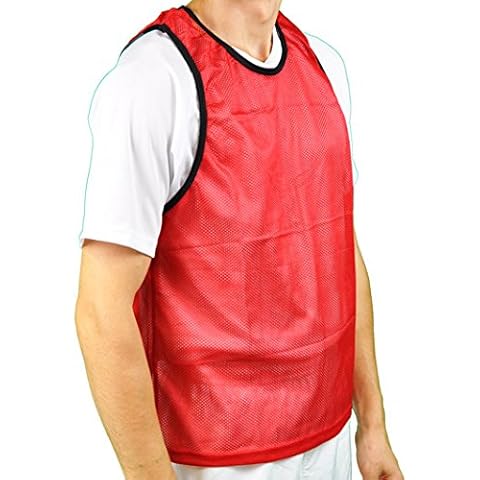 POWERSHOT® Coloured Training Bibs - Sports Bibs - Training Equipment (Red Adult) Cover