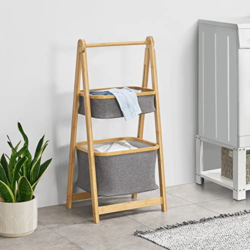 Bambus Regal Mit 2 Textil-Krben  Stilvolles Standregal Fr Bad, Kche &  Wohnzimmer