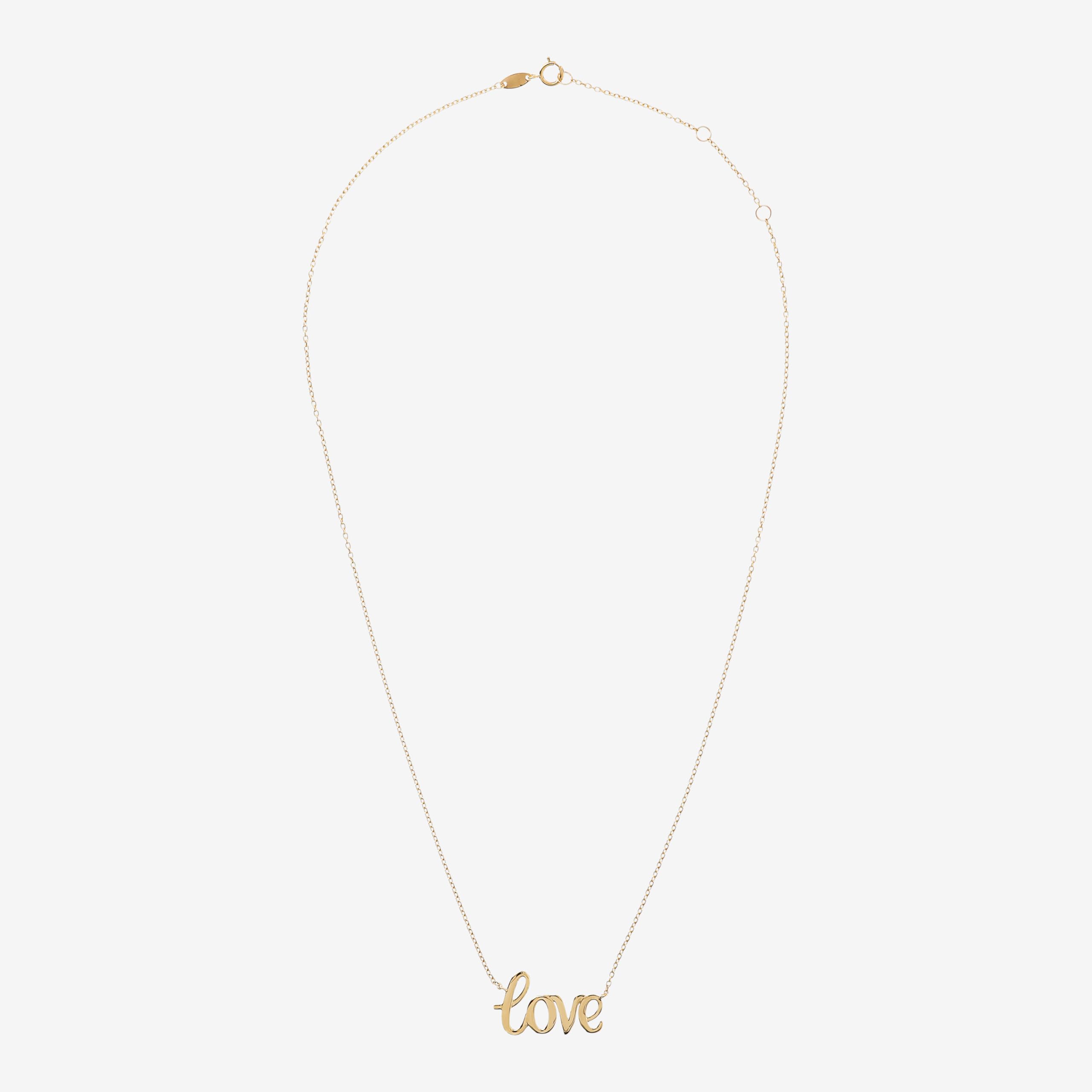 MILOR - Collana Donna con Ciondolo; Collana Donna Oro Ciondolo LOVE; Regalo Compleanni, Anniversari, Festa Mamma