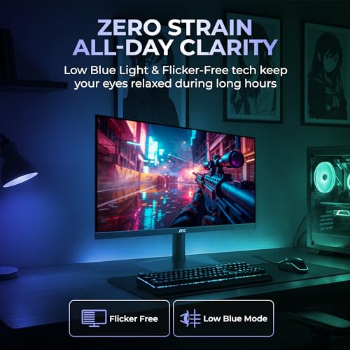 Image of AOC 22B15H2 21.45 inch Full HD IPS Monitor | 120Hz Refresh Rate | 1ms MPRT | Adaptive Sync | 3-Sided Frameless | Low Blue Mode | HDMI & VGA | Black