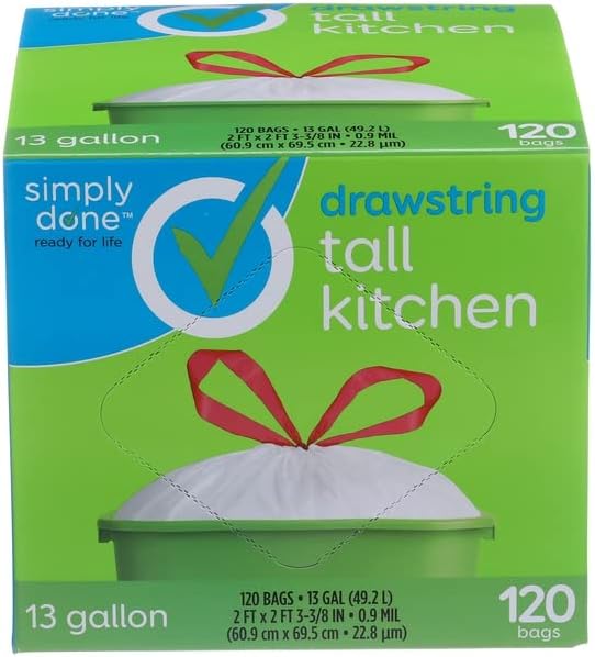 Tall Kitchen Bags, Drawstring, 30 Gallon, 120 Count