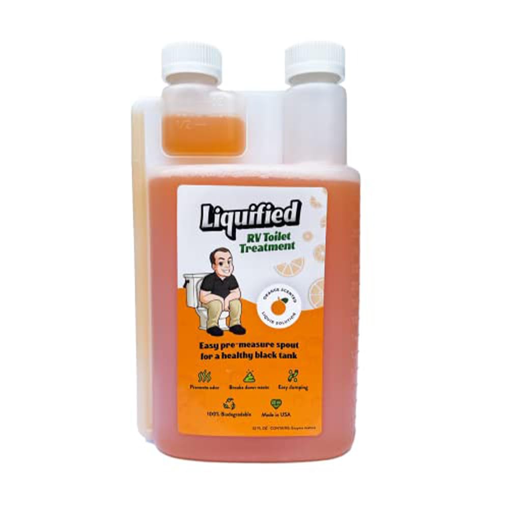 Liquified RV Toilet Treatment - Black Holding Tank Digester - Odor Eliminator - Orange Scent - Matts RV Reviews (Orange, 32oz)