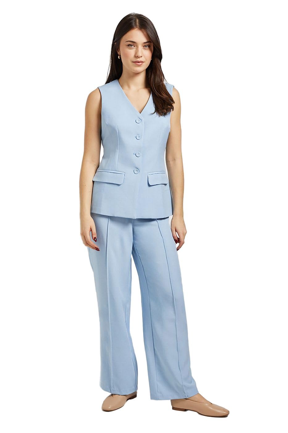 Dorothy Perkins Elastic Waist Straight Leg Trouser, 16, Pale Blue