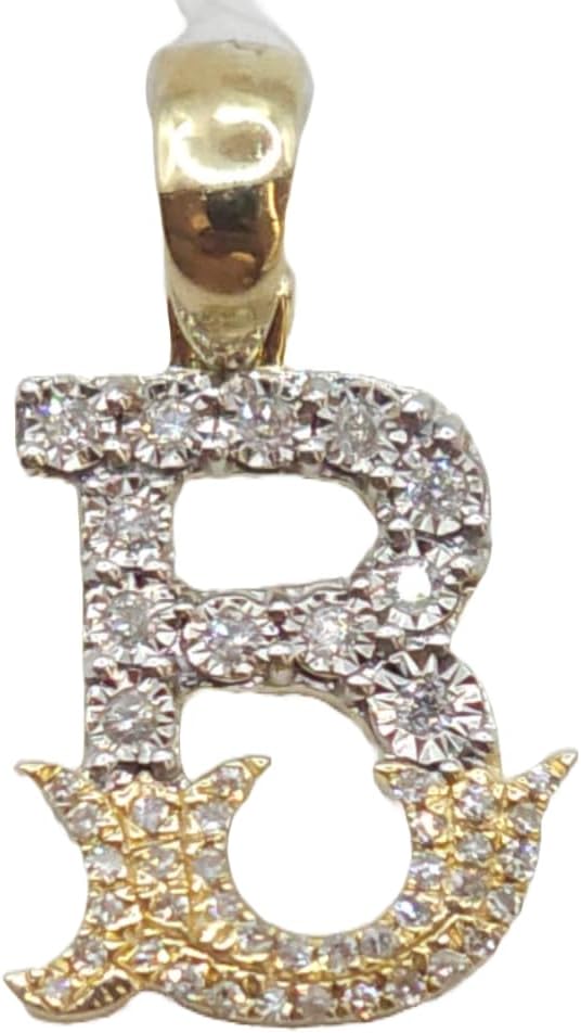 10kt Real Natural Diamond Yellow Gold Twotone Initial B