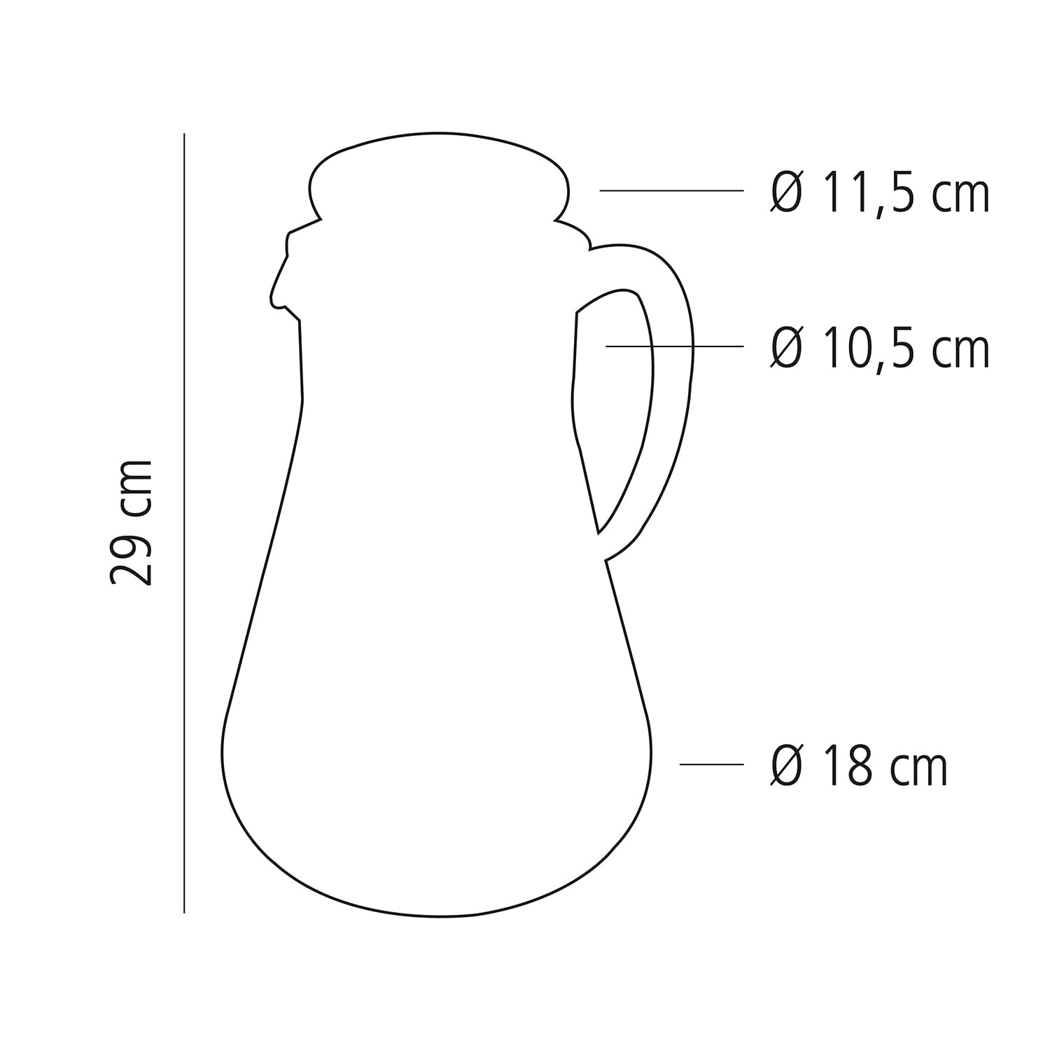 Jarra de zumo APS, jarra, jarra de zumo, jarra de cristal transparente con tubo de agua helada, 18 x 29 cm, 18 cm de altura, para 3 l de volumen