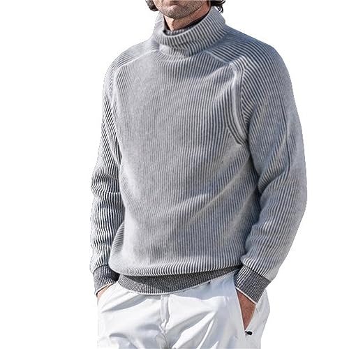 Men's Turtleneck Pullover Sweaters Slim Fit Basic Knitted Casual Long Sleeve Mock Neck Textured Sweater Jumper Tops