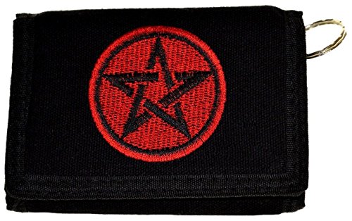 MM Men's Pentagram Trifold Wallet with Key Chain Pocket Chain Black