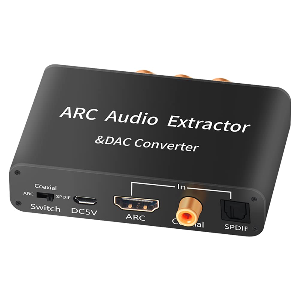 Decodificador de Audio, Extractor de Audio Compatible con ARC HDMI Convertidor DAC HDMI Compatible SPDIF 5.1 Adaptador Divisor de Audio estéreo óptico y de 3,5 mm