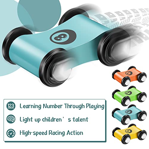 Image of Chivao 12 Pcs Wooden Mini Car Wooden Race Car Ramp Track Toys Cars Set