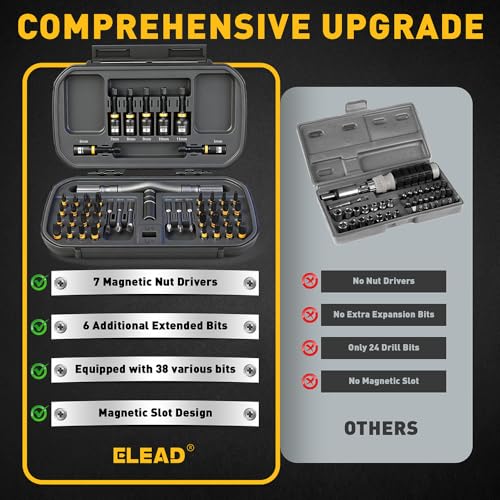 Image of 46 in 1 Magnetic Ratchet Screwdriver Set, Multi-Bit Screwdriver Kit, Nut Driver Set, Detachable Ratchet Handle with Storage Case, Repair Tool Kit for Furniture, Computer, Bicycle
