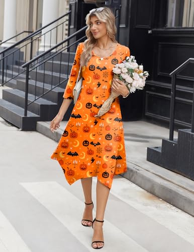 Image of Zeagoo Midi Dresses Women 2026 Dress 3 /4 Sleeve Casual Dresses with Pockets A Line Summer Beach Sundress