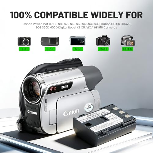 Image of Batmax 2Pcs NB-2L NB-2LH Battery + Built-in USB LED Charger for Canon PowerShot G7 G9 S80 S70 S60 S50 S45 S40 S30, Canon DC410 DC420 EOS 350D 400D Digital Rebel XT XTi, VIXIA HF R10