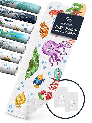 Homerella® Badewannenmatte Kinder - 100% BPA frei Inkl. 2 Haken zum Aufhängen 100x40cm -...