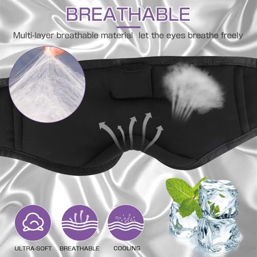 Image of LC-dolida Bluetooth Sleep Mask,Wireless Bluetooth Sleep Mask,Sleep Headphones,Ideal for Travel,Night Work,Napping,Side Sleeping and Office Use for Both Men and Women，Earplugs Included (Rose Purple)