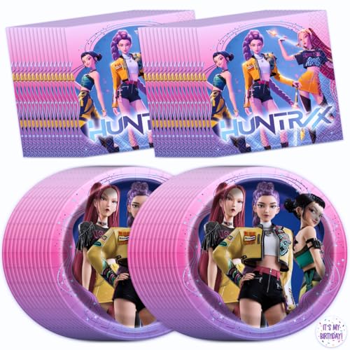 KPop Plates and Napkins - 32 Pack | Dessert-Sized | KPop Demon Hunters Birthday Decorations | K Pop Demon Hunters Party Decorations | Officially Licensed