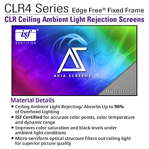 Image of Akia Screens ALR Projector Screen 123 inch 16:9 4K UST Ultra Short Throw Projection, High Black Levels, Ceiling Ambient Light Rejecting Screen, Edge Free Fixed Frame Movie Screen AK-NB123H-CLR4