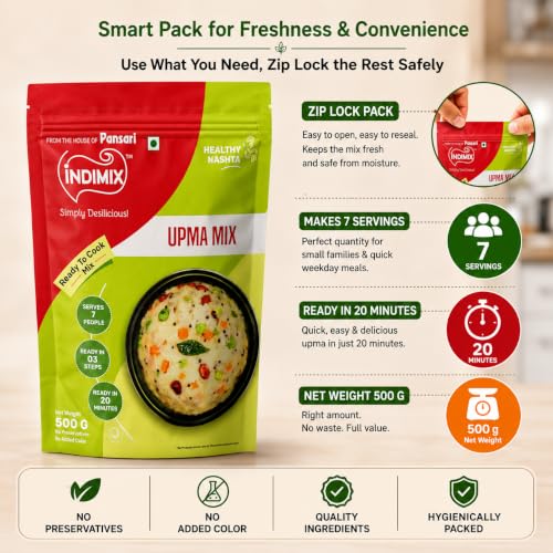 Image of INDIMIX Ready to Cook Upma Mix 500 g | From the house of Pansari