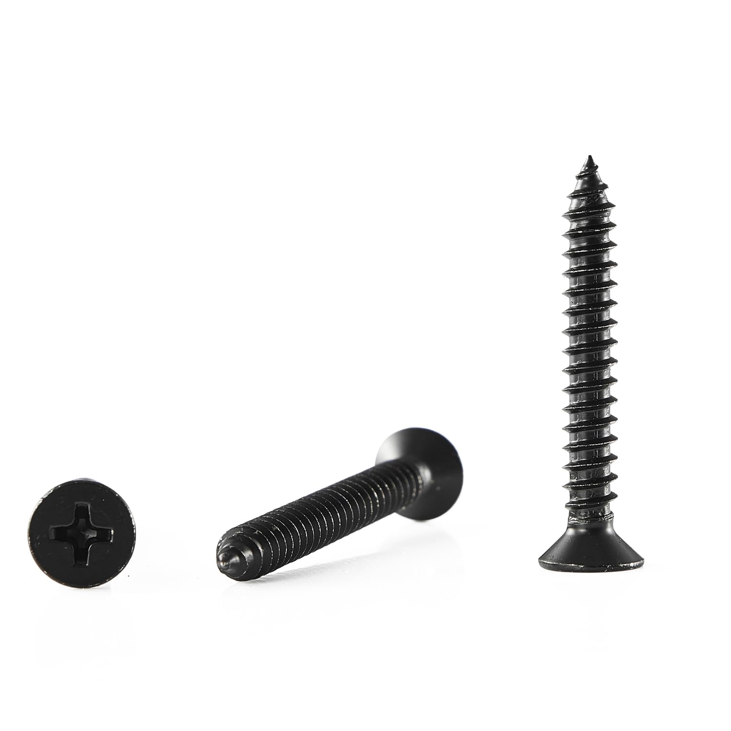 GOHODOMINO #6 x 1 Wood Screw 100Pcs, Stainless Steel 304 (18-8) Screws Flat Head Phillips Fast Self Tapping Drywall Screws Black Oxide