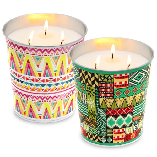 2 Pack Citronella Candles Outdoor and Indoor, 17Oz Soy Wax Candle in Large Bucket for Patio Ledge Garden Yard Beach