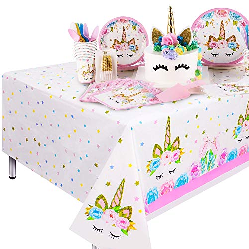 Qoosea Eenhoorn verjaardagsfeestje decoratie leveringen keuken picknick buiten tafelkleed (1 pak)