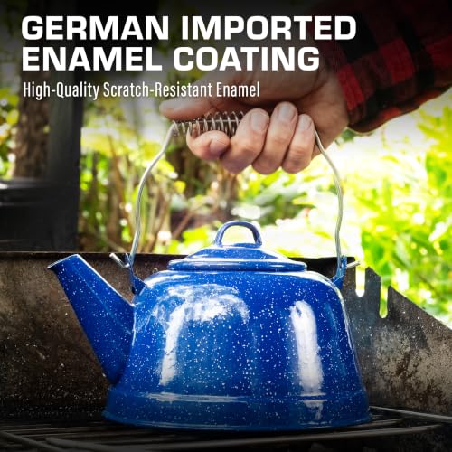 COLETTI Classic Camping Tea Kettle Stovetop — Travel Kettle, Compact Camp Tea Pot for Stove — Chipping-Resistant German-Imported Enamel Coating [Blue Enamel, 9 Cups] - image 6