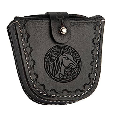 Hulara Top Grain Buff Leather Slingshot Ammo Holder Bag Storage Gun Ammo Case Brown with Belt Loop & Metal Closure Ammunition Pouch for Hunting
