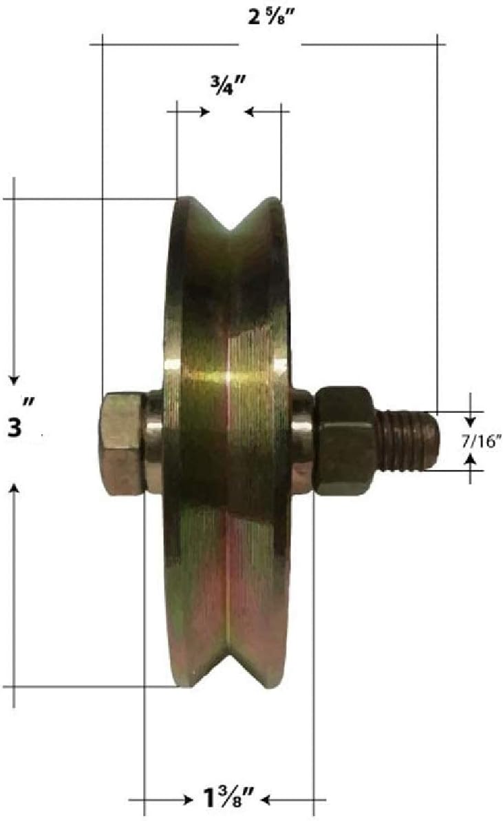 3" Single Bearing V Groove Wheel (NO Bracket) for Gates Inverted V Track Wheel for Sliding,Rolling,Slide, Driveway Gates