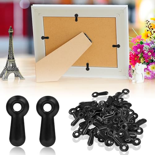 Image of Jiozermi 100 Pcs Metal Picture Frames Turn Button Fasteners with 100 Pcs Screws, Photo Frame Hardware Photo Frame Clips for DIY Frame Drawing Picture Photos Posters (Black)