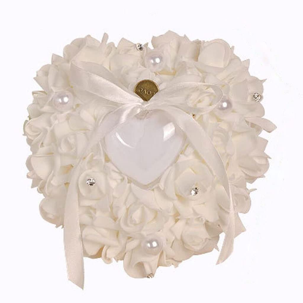 Ceremonia de boda marfil satin almohada para custodiar tus anillos de amor