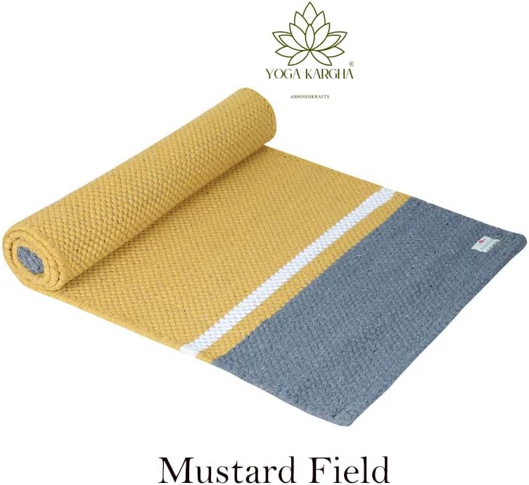 Miniatura 4 de YogaKargha Super Thick, Extra Thick Cotton Handwoven Rug with Antiskid layer for Hot Yoga, Pilates, Fitness
