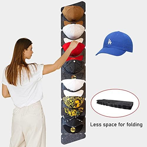 Baseball Cap Hat Display Rack, 2 Pack Hat Organiser for Door/Wall, Non-Woven Large Hanging Hat Storage Bag for Storage and Display Your Baseball Cap Collection