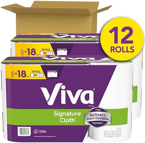 Viva Signature Cloth Paper Towels, 12 Triple Rolls, 129 Sheets per Roll