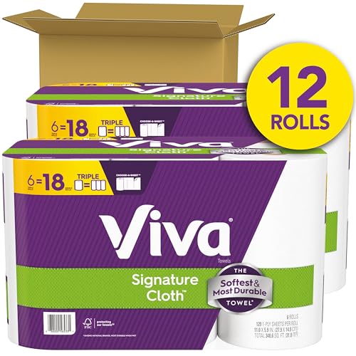 Viva Signature Cloth Paper Towels, 12 Triple Rolls, 129 Sheets per Roll