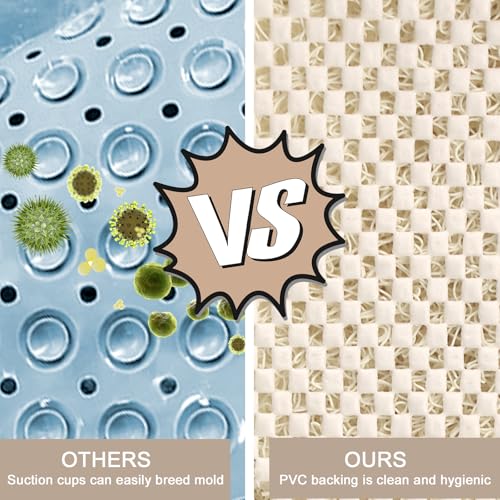 Tapis de bain luffa séchage rapide rond 61x61cm beige résistant