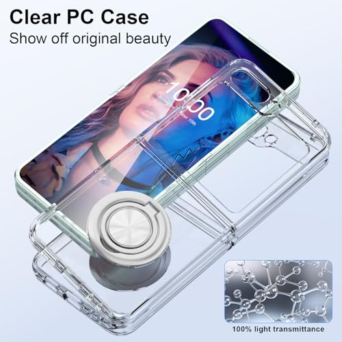 Designed for Galaxy Z Flip 7 FE/ 6 Case with Ring Kickstand (Work with Magnetic Car Mount) Compatible with Samsung Flip 6 Sim Protective Phone Case Clear Cover for Z Flip 6 5G - Clear - image 7