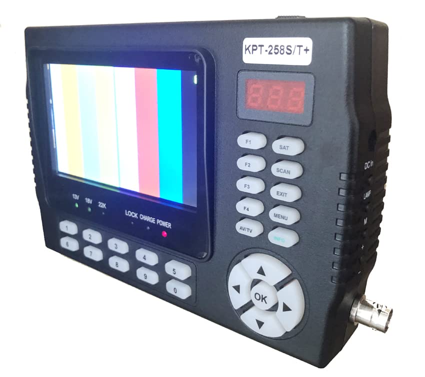 PZPZP TV Signal Finder Meter, HD+AHD DVB-S2 DVB-T/T2 DVB-C Combotest CCTV Camera DVB-T/T2 DVB-C Combosatellite Finder Meter Pk St-5150 258HD,for Adjusting Sat TV Dish(KPT-258ST add AHD)