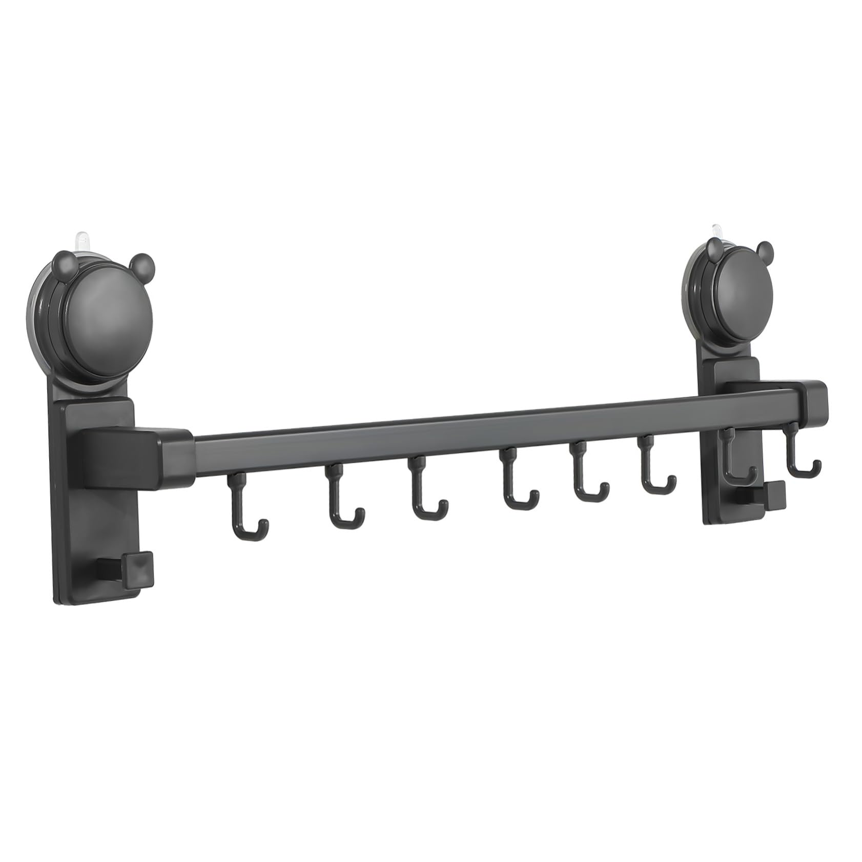 STOBAZA Suction Cup Towel Holder: Hanging Bathroom Organizer - No Drill Wall Mounted Rack with Hooks for Kitchen Toilet Shower Door