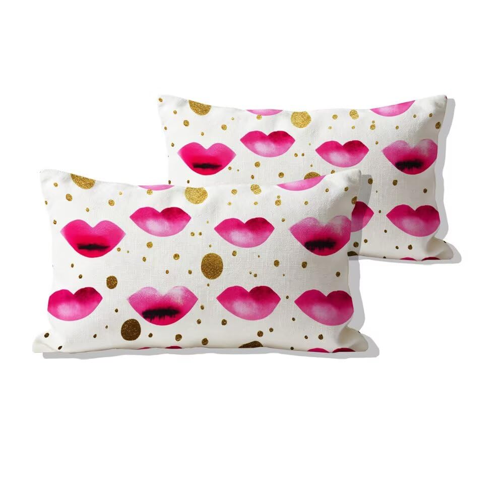 Housse de coussin extérieure imperméable 50x90 lin moderne abstrait lot de 2