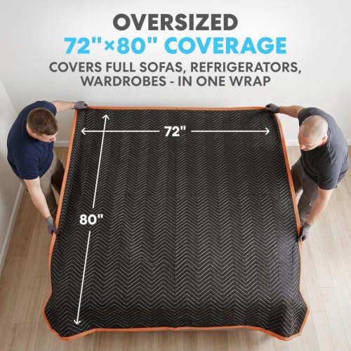 Image of SIMPLI-MAGIC 79523 Heavy Duty Padded Moving Blankets, Black /Orange, 72 inch x 80 inch, 12 Pack