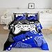 Cartoon GameÂ Controller Comforter Set Twin Size 2 Pcs Black Blue Plaid Stars Lightning Decor Comforter for Kids Boys Teens Adults Modern VideoÂ Game Gamer Bedding Set with 1 Pillowcase+1 Comforter