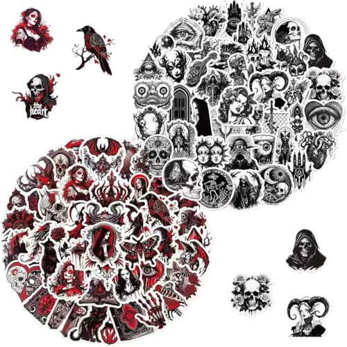 Tisaindor 100 Pcs Dark Gothic Stickers Pack Goth Skull Stickers(Goth-01)