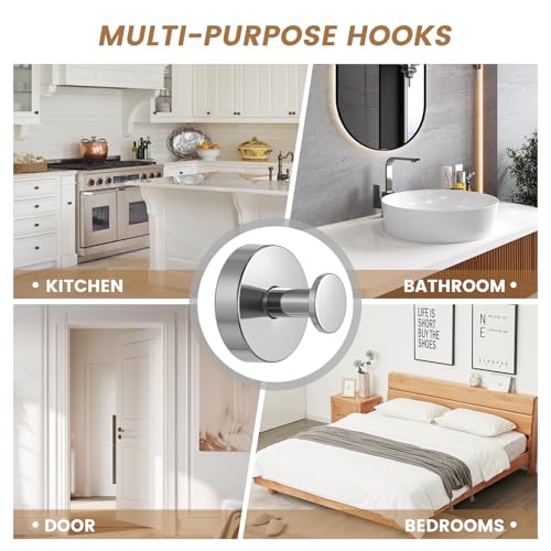 Image of BKV Suction Cup Hooks for Glass Window,Removable Shower Hooks for Inside Shower,Metal Towel Hooks for Bathrooms,6 Pack(Mirror)