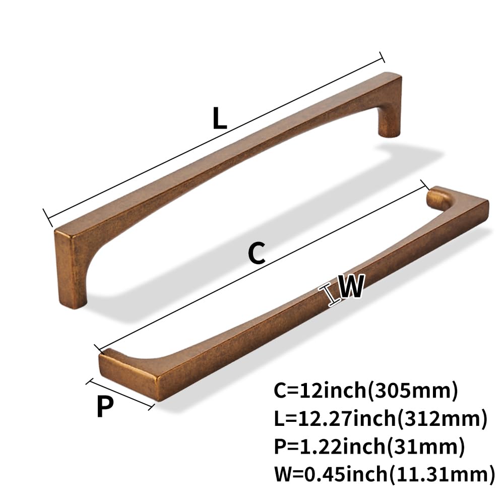 KHTUMEWARE-80347 Antique Brass Appliance Pulls CTC 12 in (305 mm) in Antique Brass — KHTUMEWARE