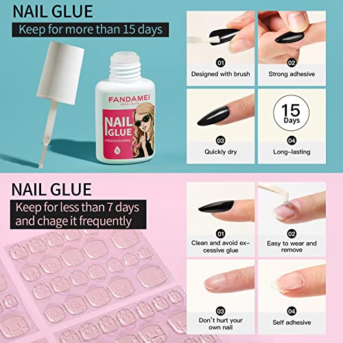 Image of FANDAMEI Press on Nails, 24 Colors 576PCS Press on Nails Almond, Medium Acrylic Fake Nails Full Cover, Natural Glossy, False Nails with Nail Glue