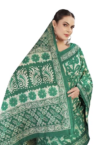 Image of TAMAIRA FASHION Mulmul Pure Cotton Saree For Woman Floral Batik Printed |Office Wear Daily Wear Sarees For Women Without Blouse Piece (Available in 16 Colours)