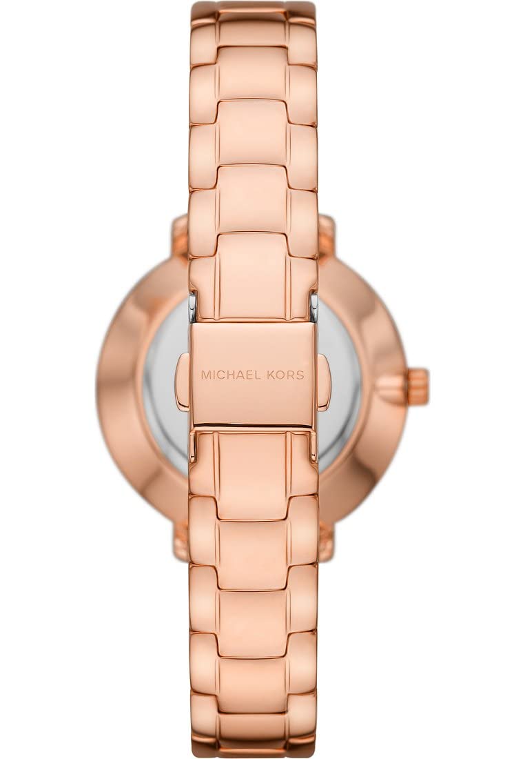 Michael Kors Orologio Pyper per donna, movimento al quarzo a due lancette con cinturino in acciaio inossidabile, PVC o pelle, 32 mm, Set oro rosa e glitter