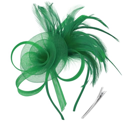 Image of DRESHOW Fascinators Hats for Women Tea Party Fascinator Hats Vintage 50s Headwear Cocktail Wedding Church Derby Hat