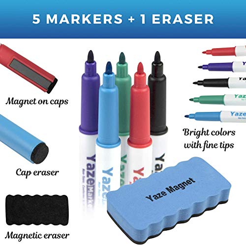 Dry Erase White Board with Lap Board: Hanging Writing, Drawing & Planning Large Whiteboard for Cubicle & Wall | 24X18 | 5 Magnetic Markers & Eraser | Easy to Clean Lapboard for Kids Office, School